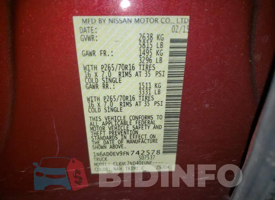 1N6AD0EV9FN742578 Photo# 12