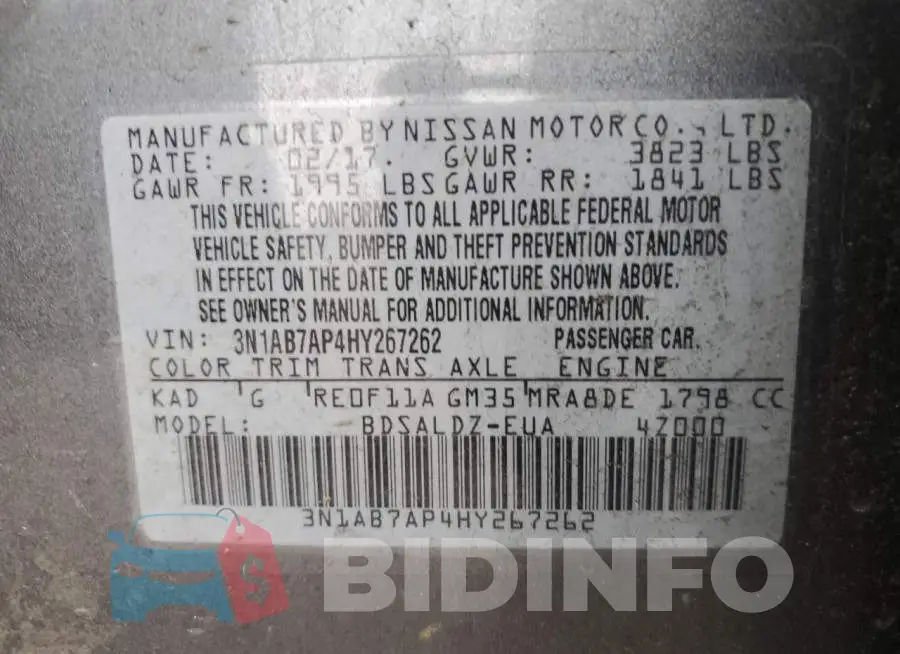 3N1AB7AP4HY267262 Photo# 12