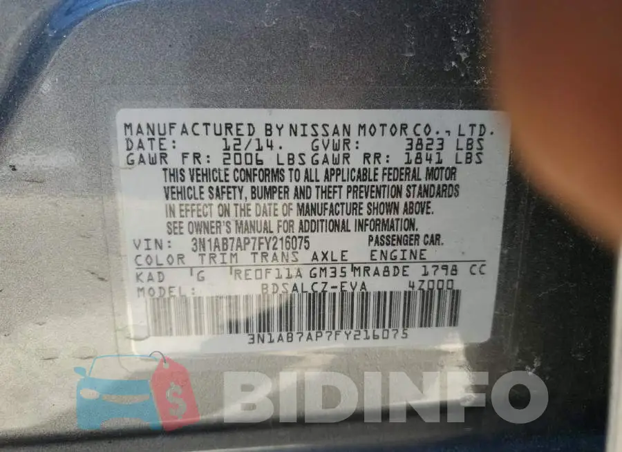 3N1AB7AP7FY216075 Photo# 13