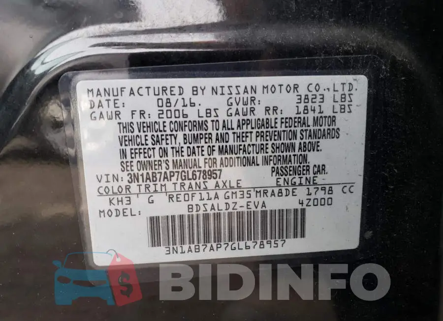 3N1AB7AP7GL678957 Photo# 12
