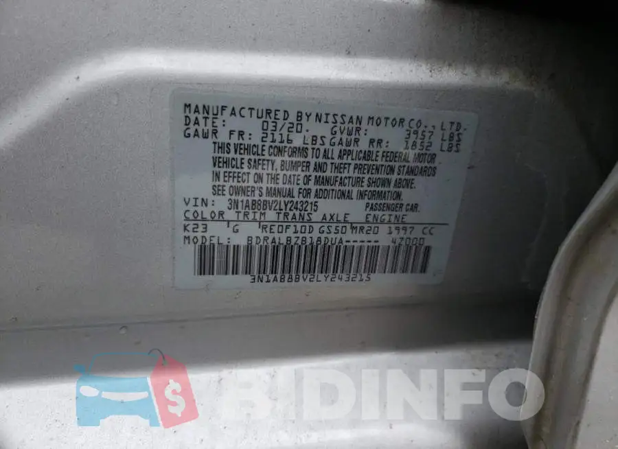 3N1AB8BV2LY243215 Photo# 12