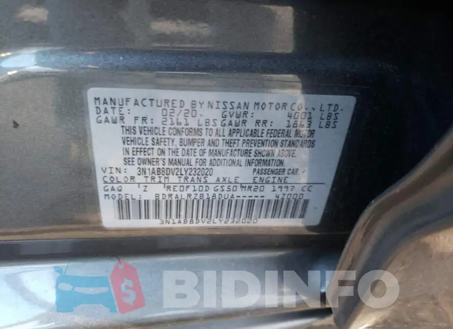 3N1AB8DV2LY232020 Photo# 12