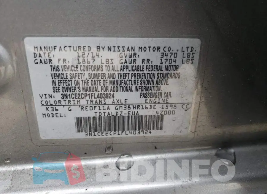 3N1CE2CP1FL403924 Photo# 12