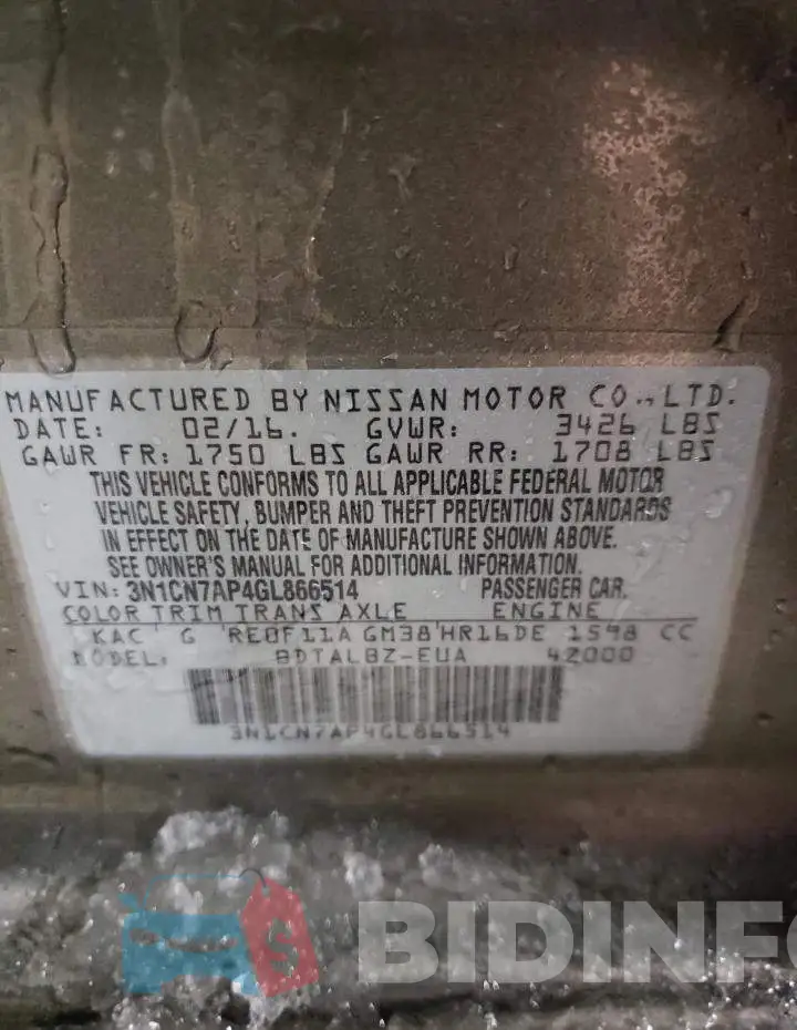 3N1CN7AP4GL866514 Photo# 12