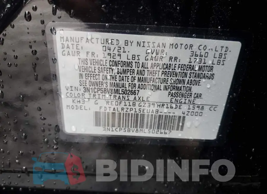 3N1CP5BV8ML502667 Photo# 12