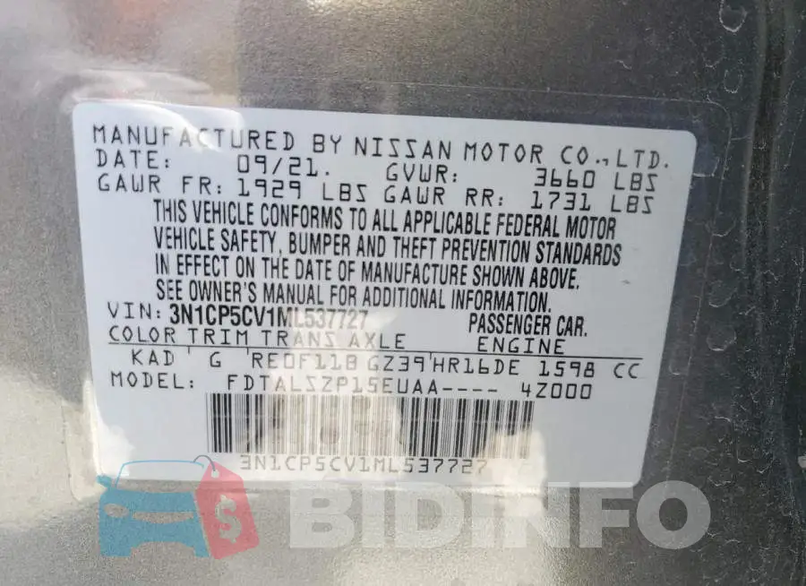 3N1CP5CV1ML537727 Photo# 12