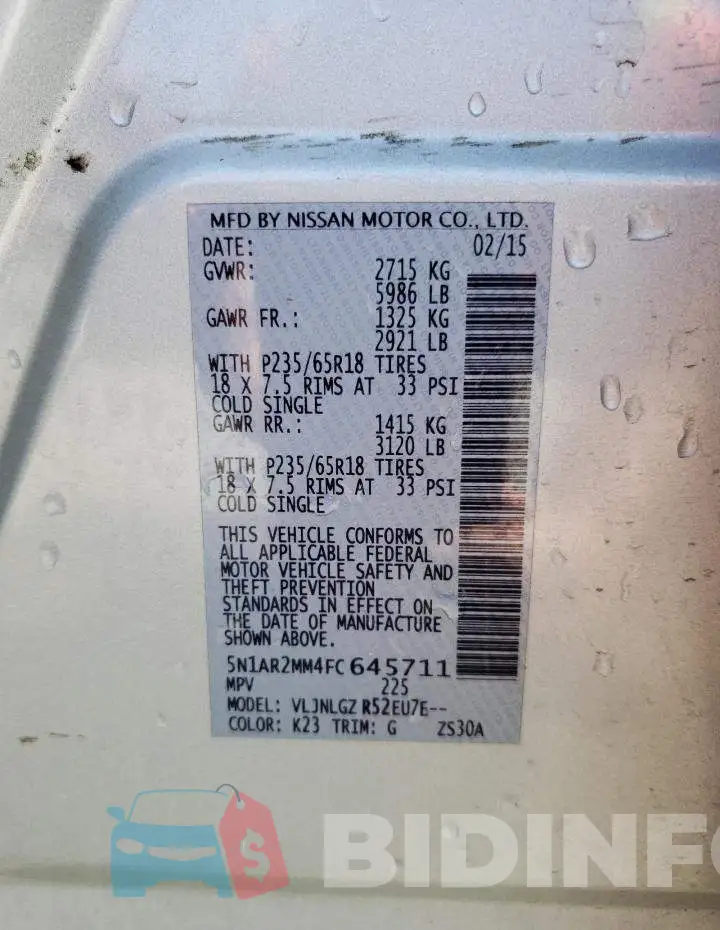 5N1AR2MM4FC645711 Photo# 13