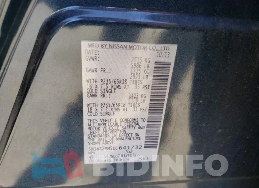 5N1AR2MM5EC641732 Photo# 10