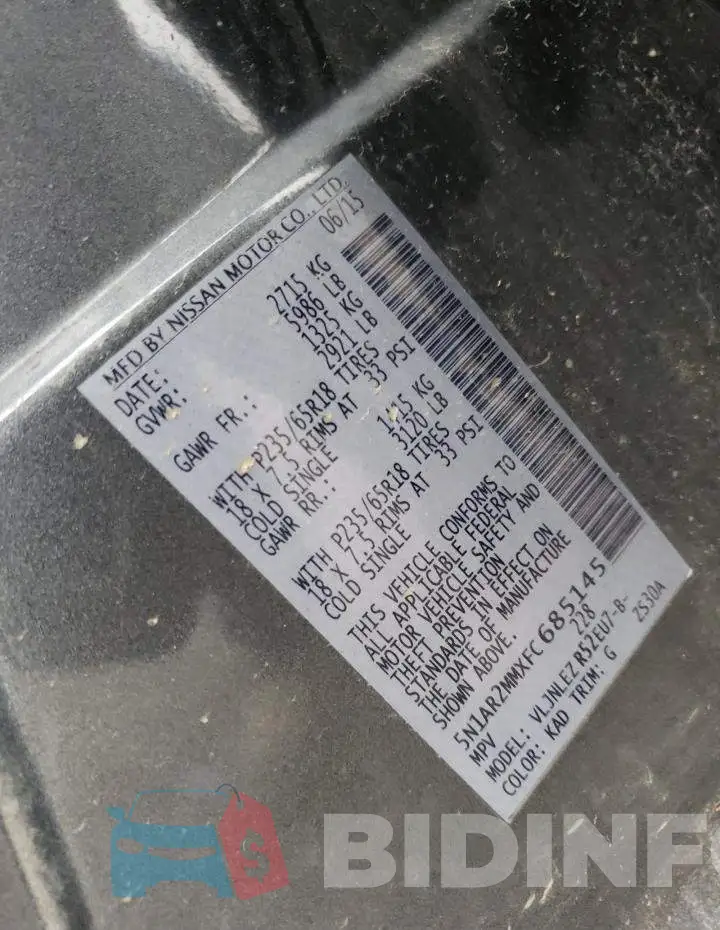 5N1AR2MMXFC685145 Photo# 12