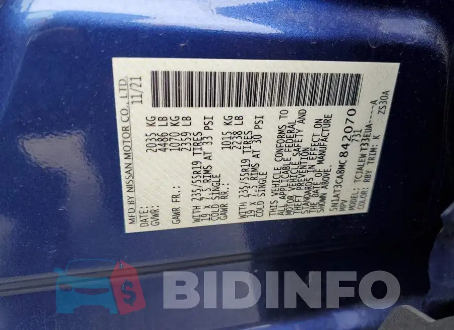 5N1AT3CA8MC842070 Photo# 13