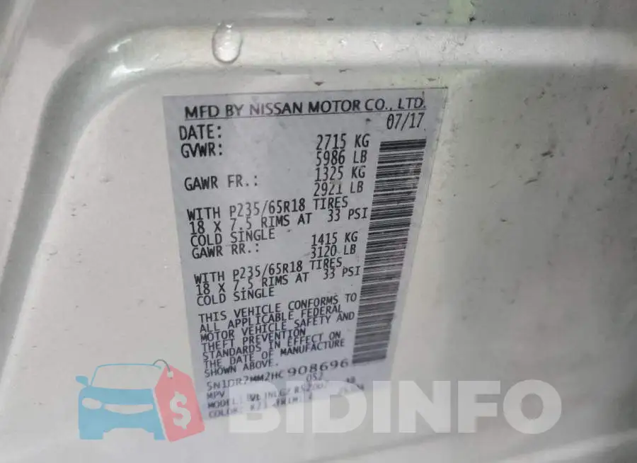 5N1DR2MM2HC908696 Photo# 13