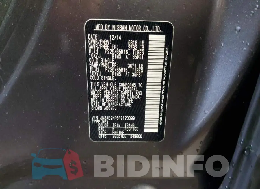 JN8AE2KP6F9123399 Photo# 13