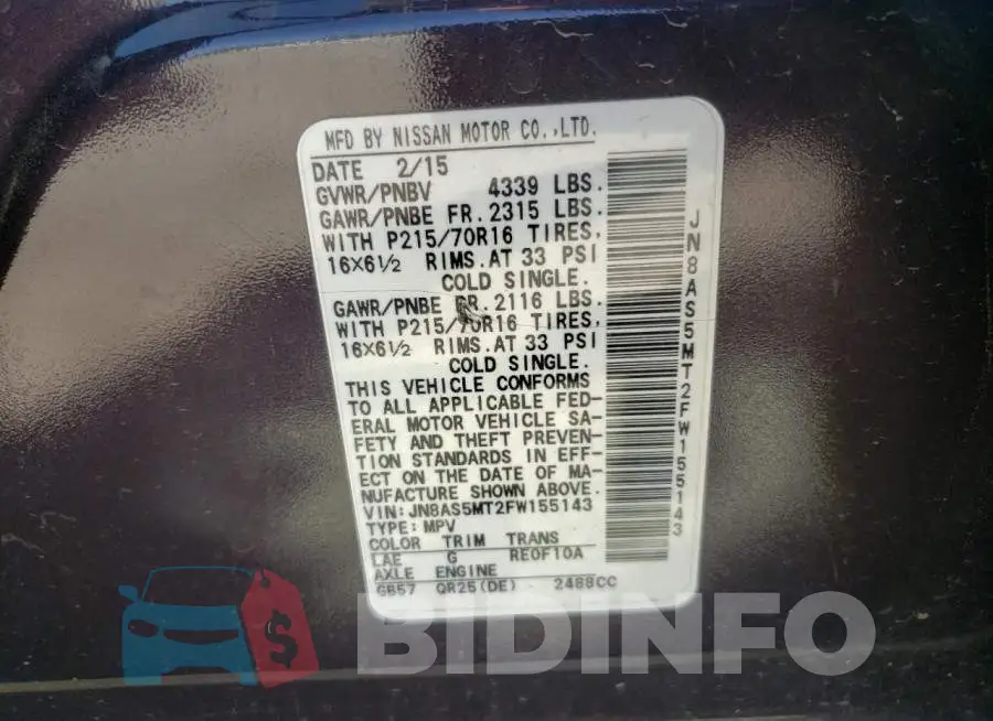 JN8AS5MT2FW155143 Photo# 12