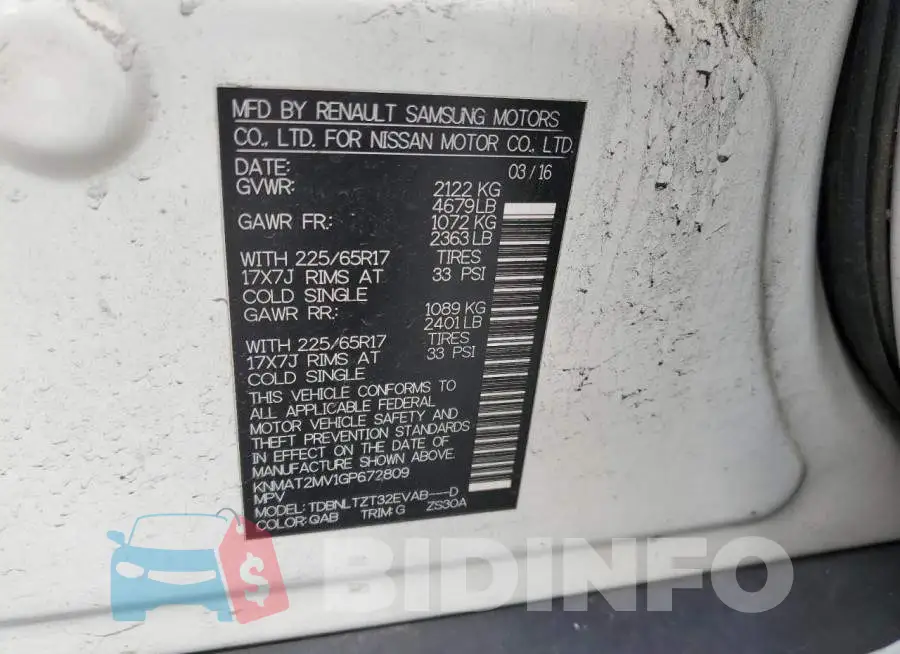 KNMAT2MV1GP672809 Photo# 12