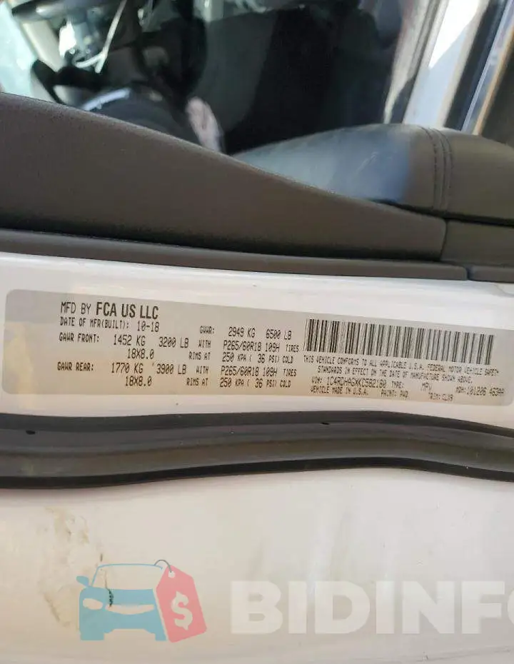 1C4RDHAGXKC582180 Photo# 13