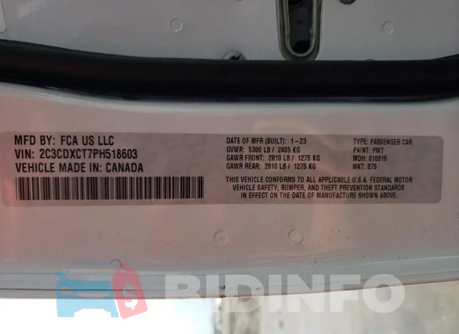 2C3CDXCT7PH518603 Photo# 12