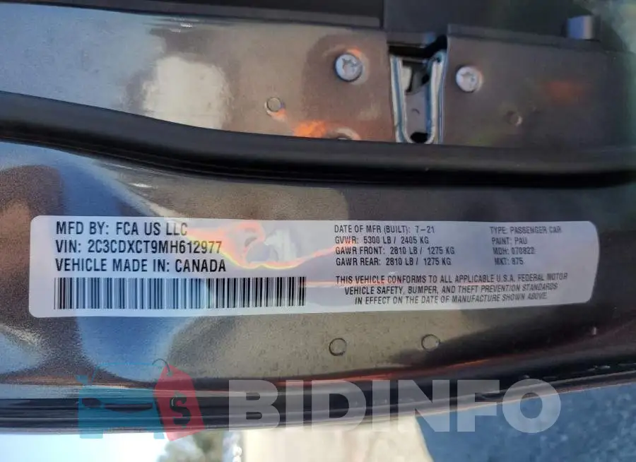 2C3CDXCT9MH612977 Photo# 12
