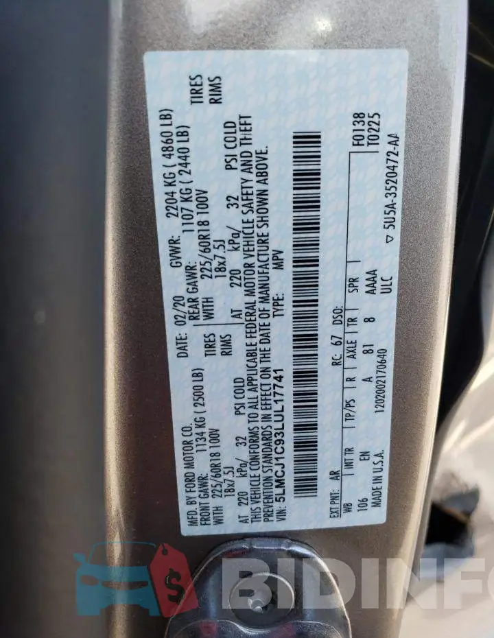 5LMCJ1C93LUL17741 Photo# 13