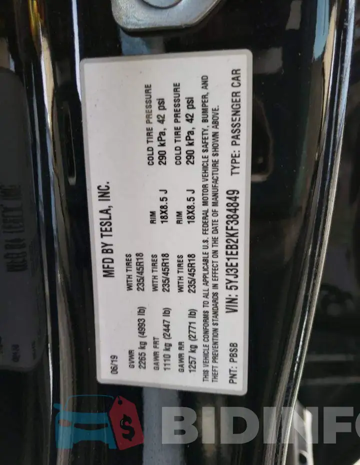 5YJ3E1EB2KF384849 Photo# 12