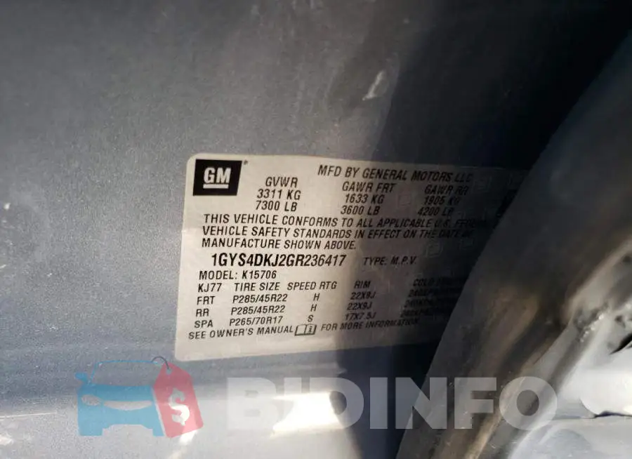 1GYS4DKJ2GR236417 Photo# 13