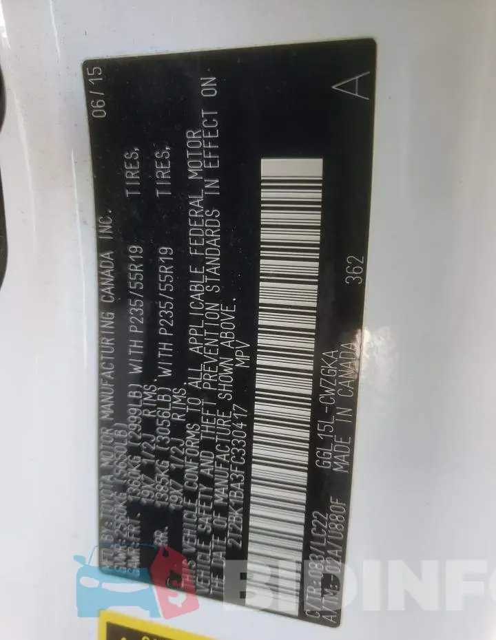 2T2BK1BA3FC330417 Photo# 13