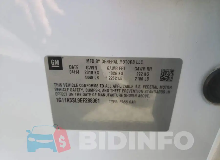 1G11A5SL9EF288961 Photo# 12