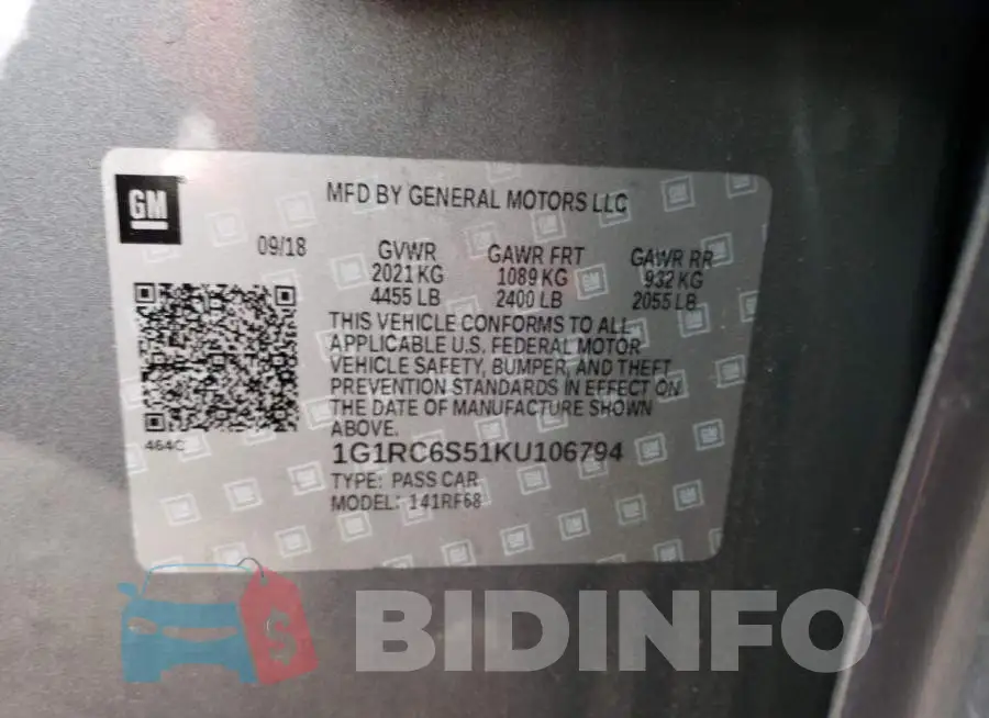 1G1RC6S51KU106794 Photo# 12