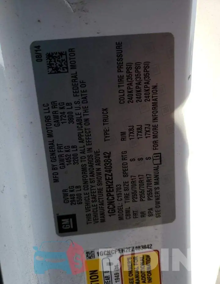 1GCNCPEH2EZ403842 Photo# 12