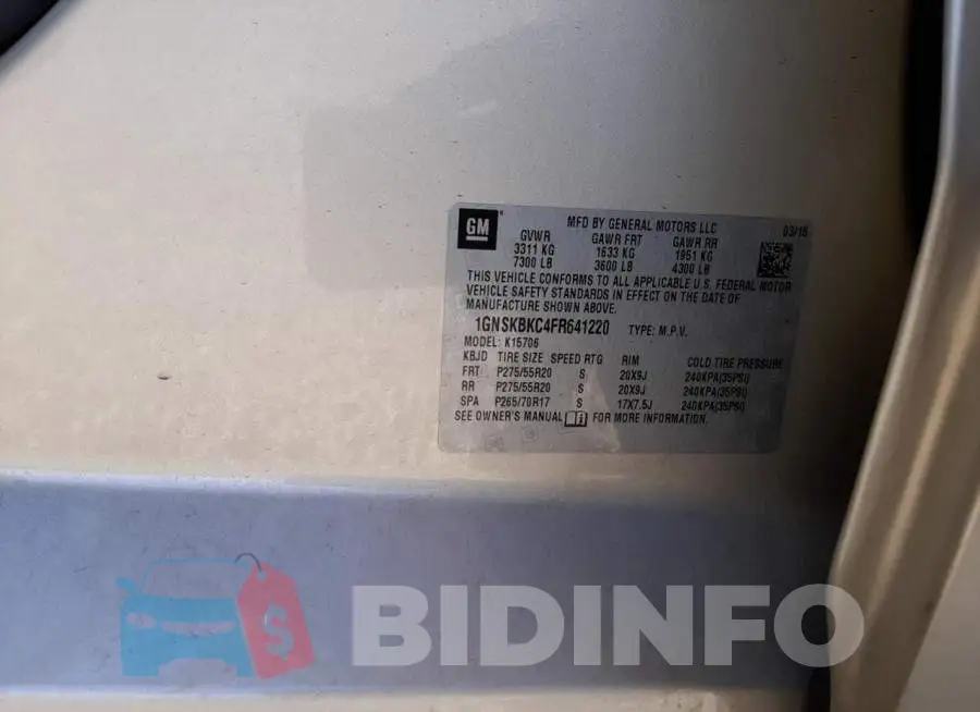 1GNSKBKC4FR641220 Photo# 13