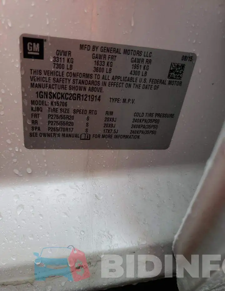 1GNSKCKC2GR121914 Photo# 14