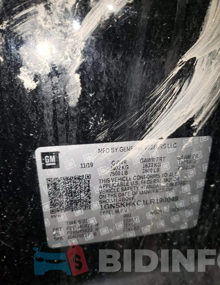 1GNSKHKC1LR190049 Photo# 13