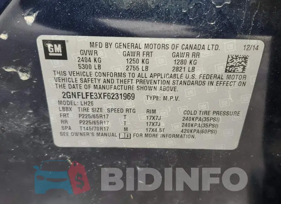 2GNFLFE3XF6231969 Photo# 14