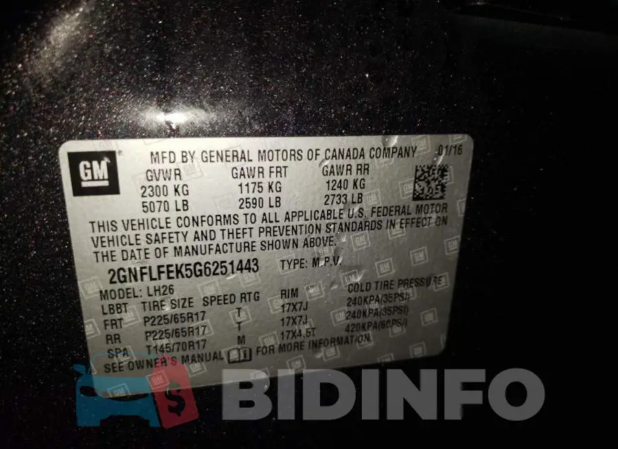 2GNFLFEK5G6251443 Photo# 13
