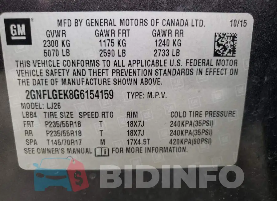 2GNFLGEK8G6154159 Photo# 13