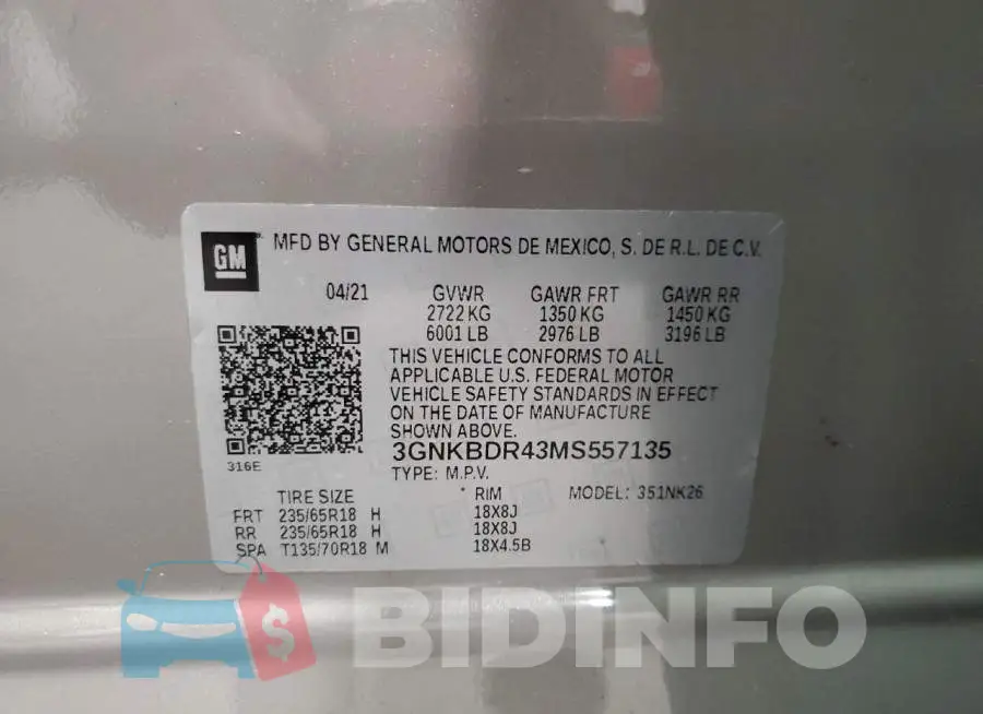 3GNKBDR43MS557135 Photo# 13