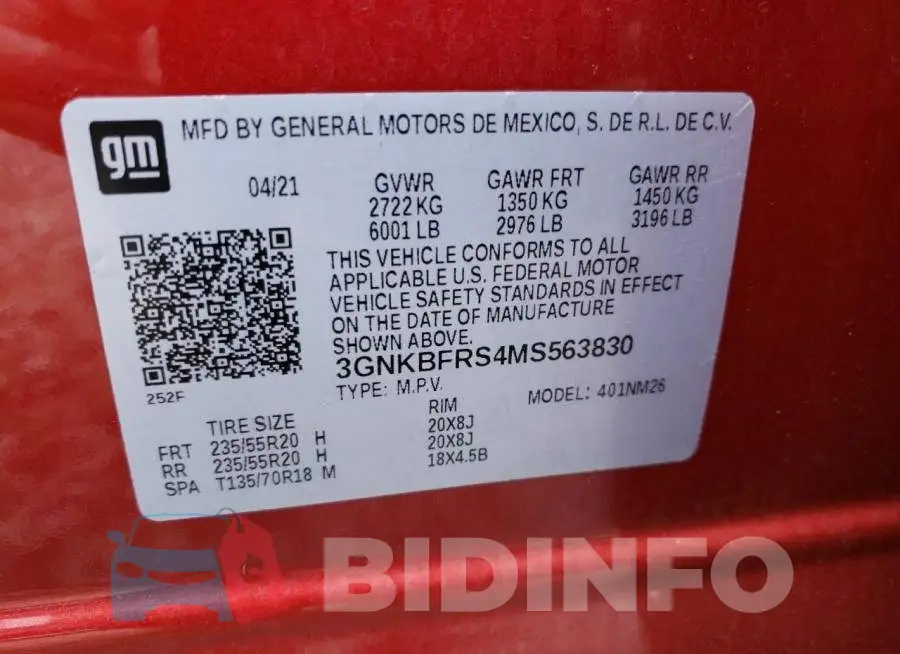 3GNKBFRS4MS563830 Photo# 13