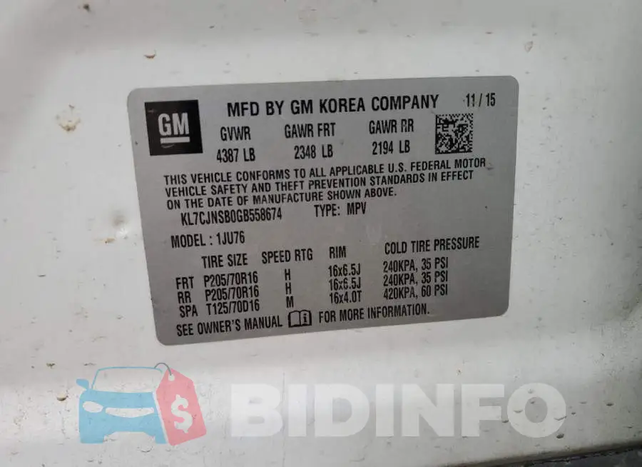 KL7CJNSB0GB558674 Photo# 10