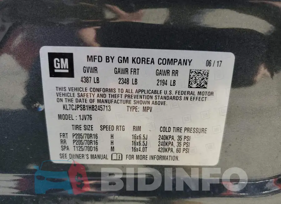 KL7CJPSB1HB245713 Photo# 13