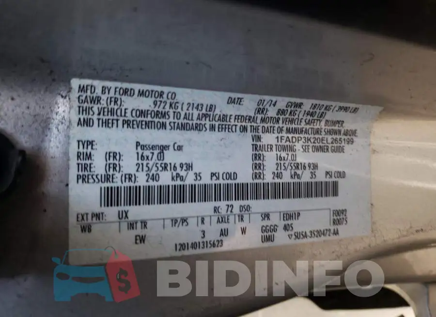 1FADP3K20EL265199 Photo# 12