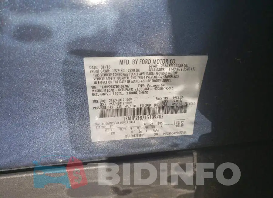 1FAHP2F87JG109707 Photo# 12