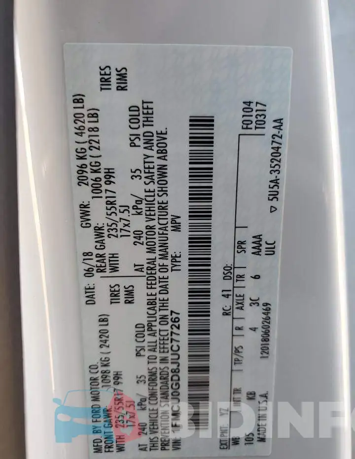 1FMCU0GD8JUC77267 Photo# 12
