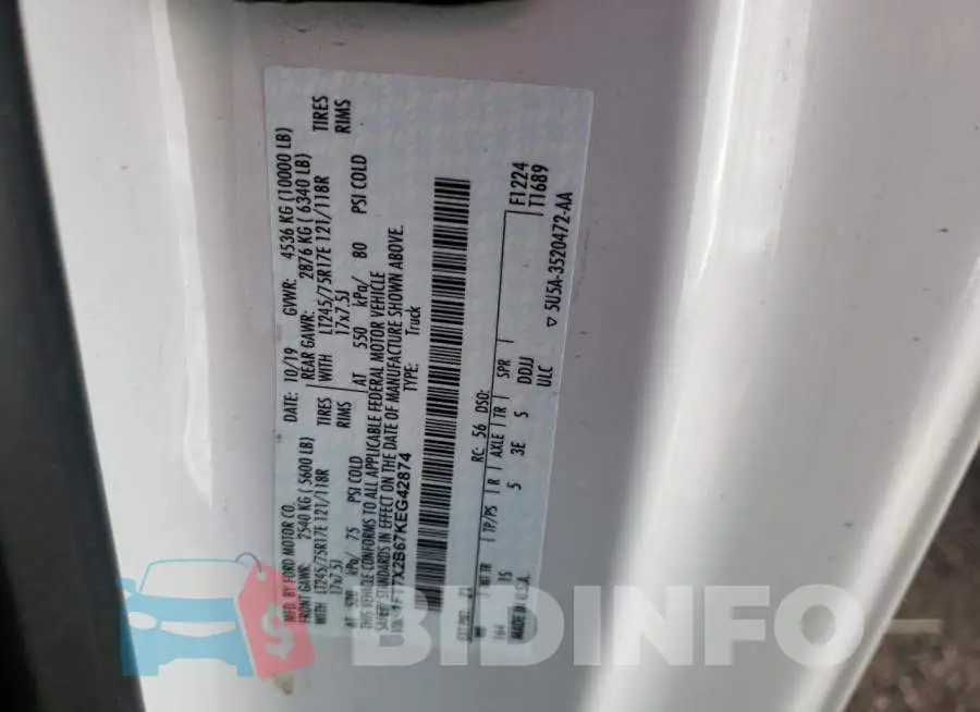 1FT7X2B67KEG42874 Photo# 12