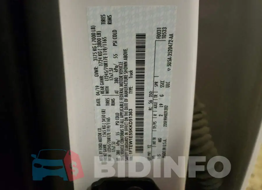 1FTEW1E55KKD51363 Photo# 12