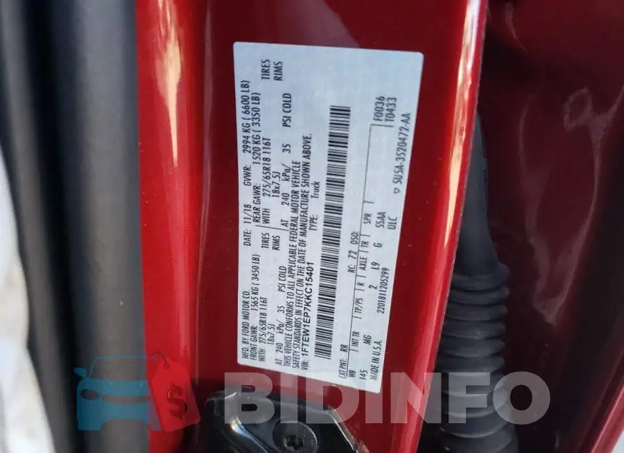 1FTEW1EP7KKC15401 Photo# 12