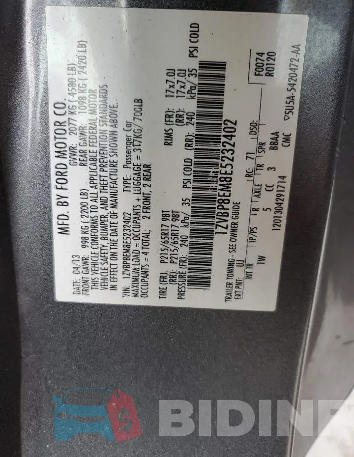 1ZVBP8EM8E5232402 Photo# 12