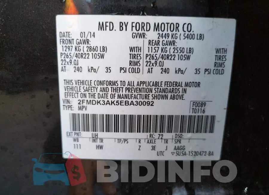 2FMDK3AK5EBA30092 Photo# 13