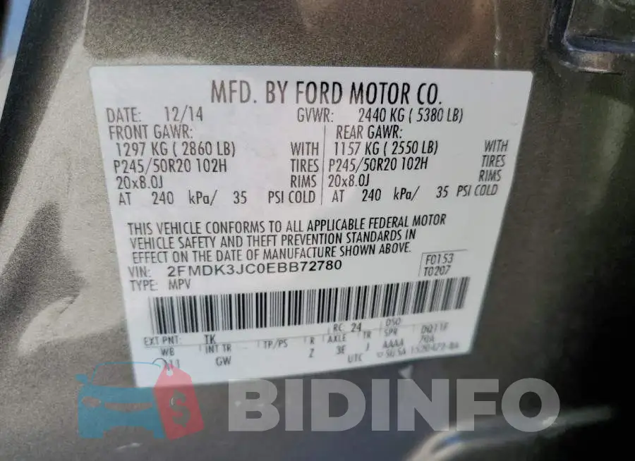 2FMDK3JC0EBB72780 Photo# 13