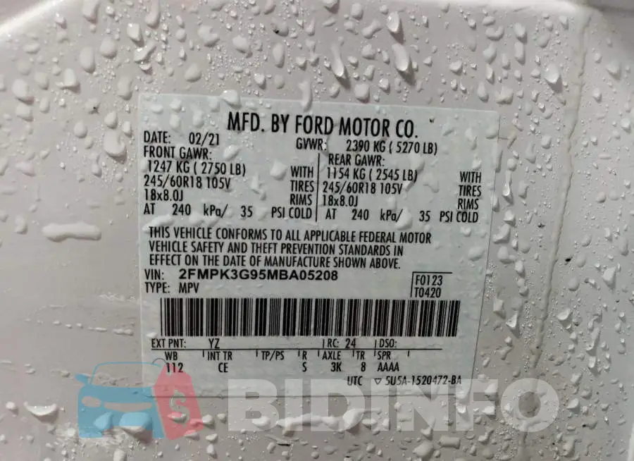 2FMPK3G95MBA05208 Photo# 12