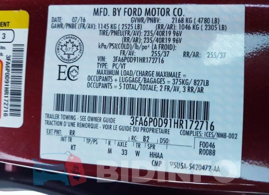 3FA6P0D91HR172716 Photo# 12