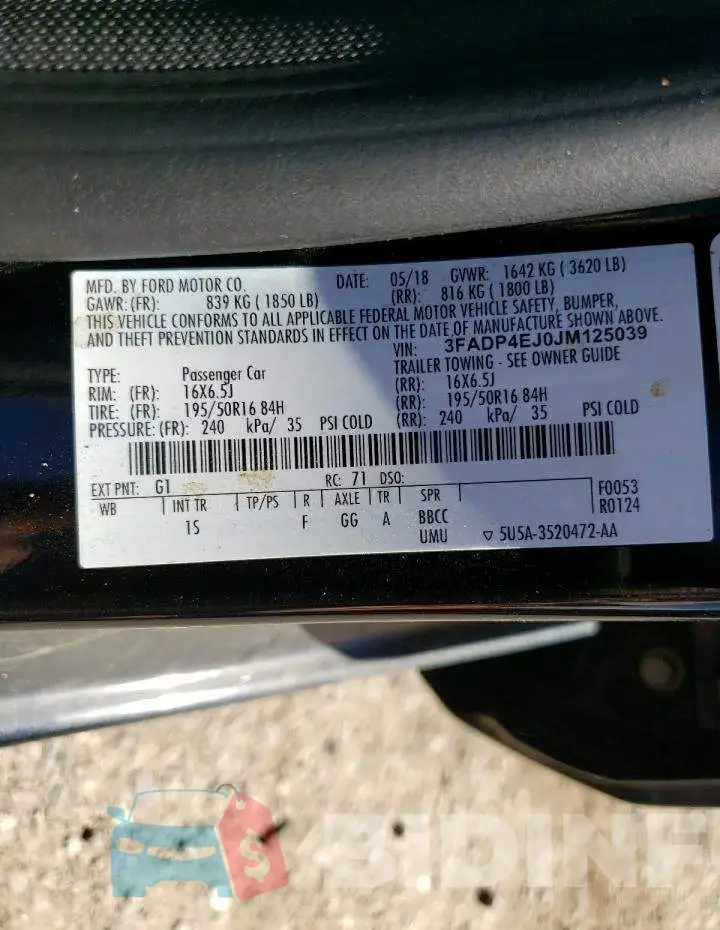 3FADP4EJ0JM125039 Photo# 13